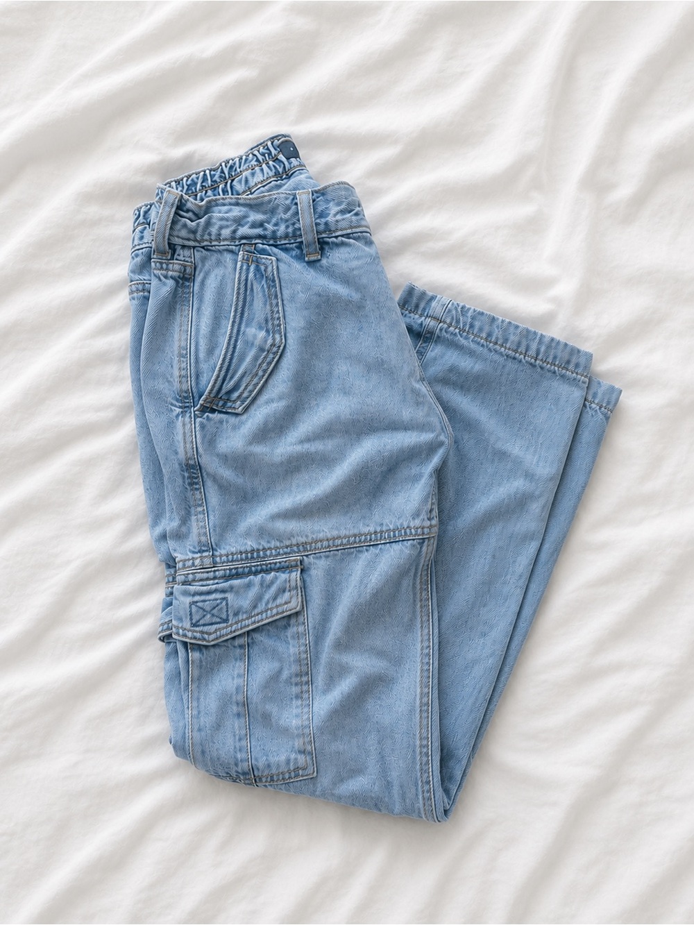 Aeropostale Low Rise Cargo Jeans | Y2K Light Wash Baggy XS